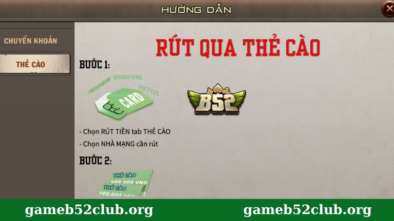 Rút tiền thẻ cào tại B52Club
