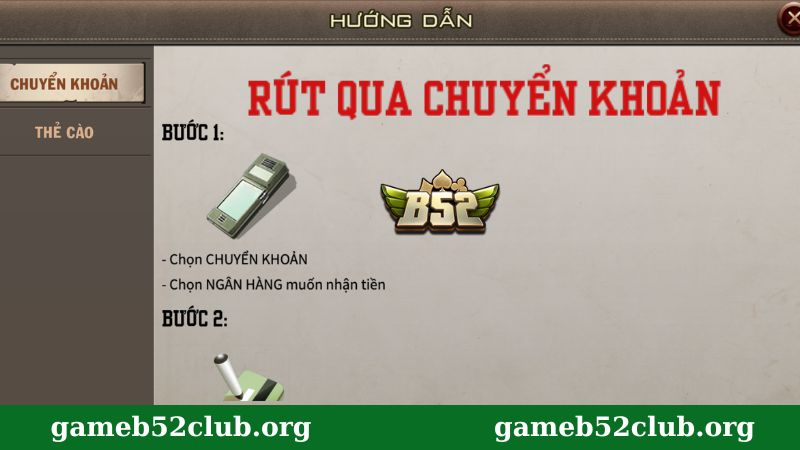 Rút tiền B52 Club về tài khoản ngân hàng cá nhân